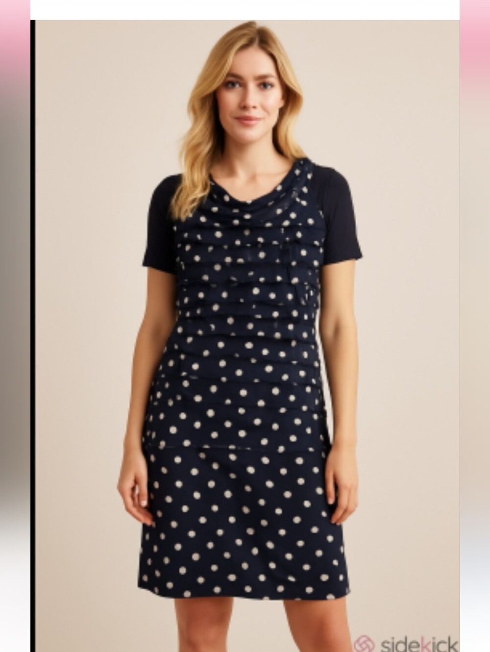 MAXMARA | MARELLA Navy Blue Polka Dot Short Sleeve Jersey Dress sz S